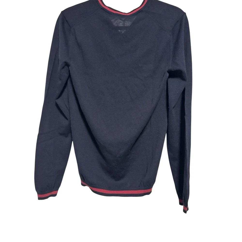 Gucci Men's‎ V-Neck Knit Sweater Navy Red Trim Made in Italy Size S New